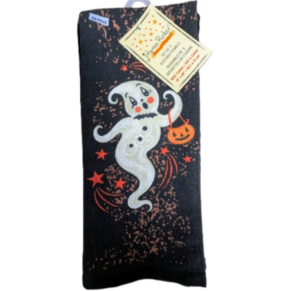 NWT Johanna Parker Halloween Ghost & Pumpkin Towel Set of 3